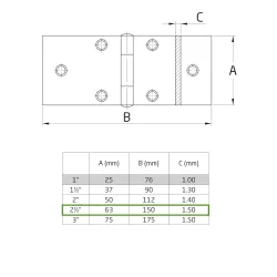 Zawias stalowy 63x150mm cynkowany mod. 814