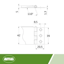 Zawias 10 Lewy cynkowany
