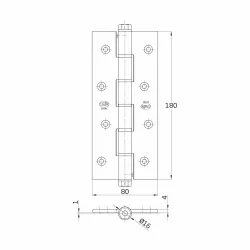 Zawias do drzwi sprężynowy mosiężny 180x80x4mm mod. 3030 DIS