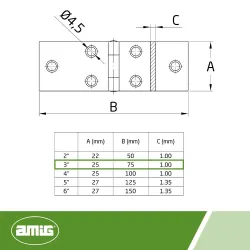 Zawias szeroki 25x75mm stalowy cynkowany RAMAL