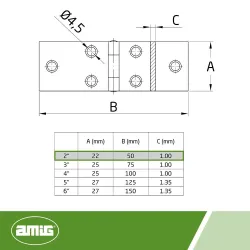 Zawias szeroki 22x50mm stalowy cynkowany 2szt. RAMAL DIS