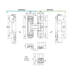 Zawias drzwiowy ukryty ECLIPSE 2.0 srebrny z regulacją