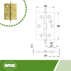 Zawias mosiężny lakierowany 60x50mm splatany mod. 1003