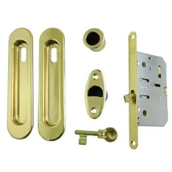 Zamek hakowy na klucz 50mm mosiądzowany + szyldy owalne SCIVOLA N T