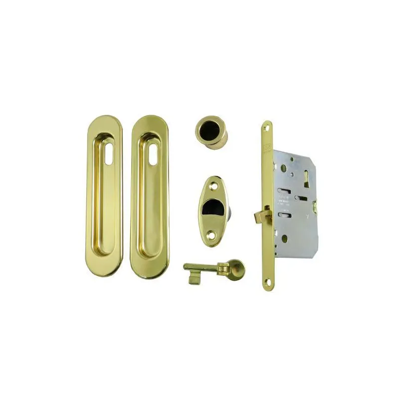 Zamek hakowy na klucz 50mm mosiądzowany + szyldy owalne SCIVOLA N T