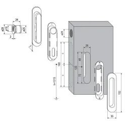 Uchwyty wpuszczane owalne 152x36mm brązowy SCIVOLA-F + uchwyt na palec
