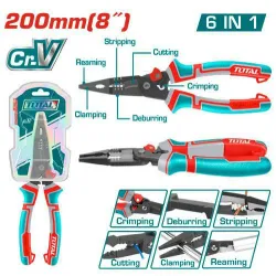 Szczypce wielofunkcyjne 6 w 1 z długim  noskiem, 200 mm, mod. THTMF286