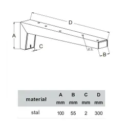 Wspornik pod umywalkę stalowy srebrny 300x100mm MENSOLA LAVABO