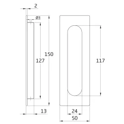 Uchwyt wpuszczany mod. 12 150x50 inox