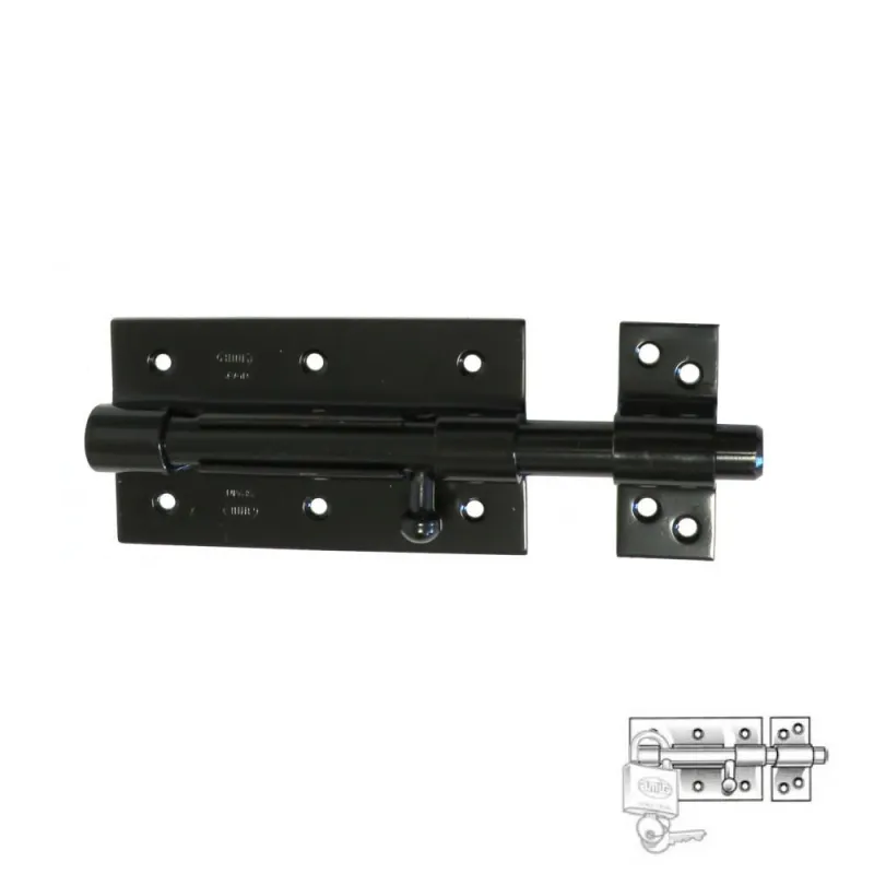 Zasuwka 454-120 czarna z otworem na  kłódkę EAN