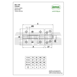 Zasuwka 454-120 czarna z otworem na  kłódkę EAN