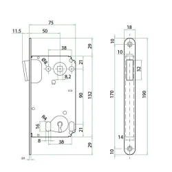 Zamek magnetyczny na klucz 90/50 złoty satyna Bonaiti Twin