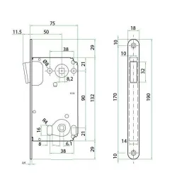 Zamek magnetyczny do WC 90/50 t.6mm złoty satyna Bonaiti Twin