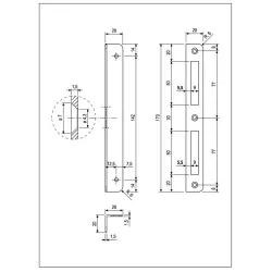Zaczep do zamka EUROPA kątowy 20x170x20mm mosiądzowany