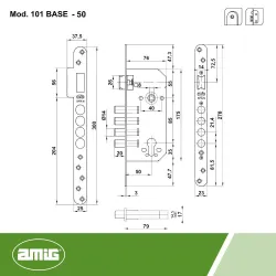 Zamek 101 BASE 85/50 wkładka mos chr