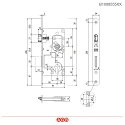 Zamek drzwiowy na wkładkę 72/55 czoło 24x235mm brązowy EUROPA