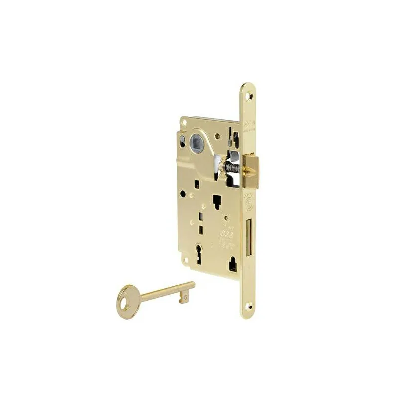 Zamek drzwiowy na klucz 90/50 mosiądzowany F18 CENTRO z ryglem