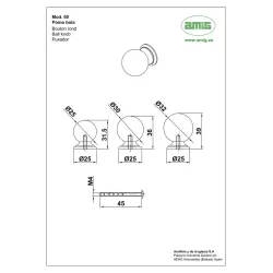 Gałka meblowa 30mm biała kulka z podstawką mod. 60