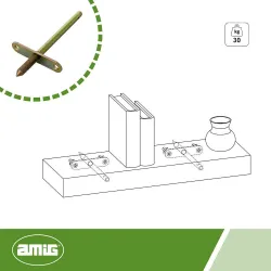 Wspornik półki wkręcany niewidoczny ukryty 9x300mm żółty ocynk mod.20