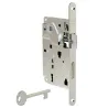 Zamek drzwiowy na klucz 90/50 niklowany F18 CENTRO z ryglem