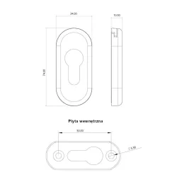 Szyld wkładki rozeta owalna 74x34mm czarny 2szt.