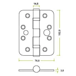 Zawias do drzwi antywyważeniowy 102x76mm stal nierdzewna INOX splatany 2 szt.