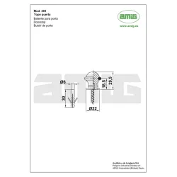 Odbój drzwiowy 22x30mm złoty / czarny odbojnik podłogowy mod. 203