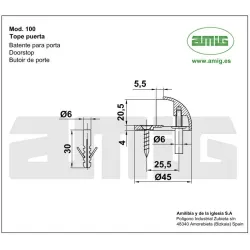 Odbój odbojnik podłogowy 45x26mm nikiel satyna / czarny mod.100