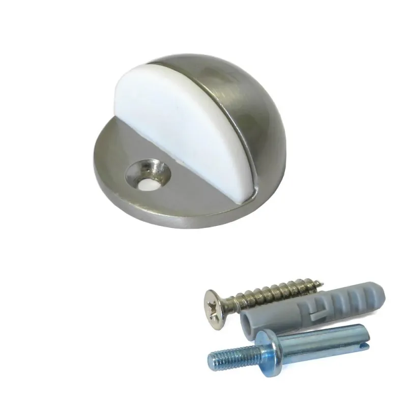 Odbój drzwiowy 45x25mm nikiel satyna / biały odbojnik podłogowy mod. 101