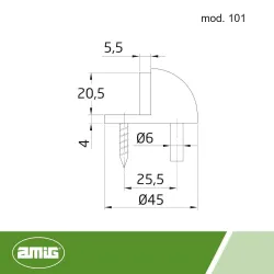 Odbój drzwiowy 45x25mm nikiel satyna / biały odbojnik podłogowy mod. 101