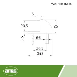 Odbój odbojnik podłogowy 43mm INOX / biały mod. 101