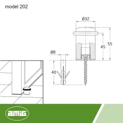 Odbój 32x55mm złoto antyczne / czarny odbojnik podłogowy mod. 202