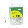 Haczyki oczkowe wkręcane 3x30mm oczko 7,5mm białe 13szt.