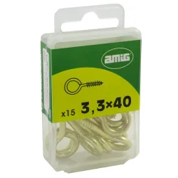 Haczyk wkręcany 3,3x40mm oczko 12mm mosiądzowany 15szt.