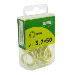 Haczyk wkręcany 3,7x50mm oczko 12mm mosiądzowany 10szt.