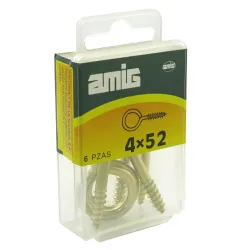 Haczyk wkręcany 4x52mm oczko 14mm mosiądzowany 6szt.