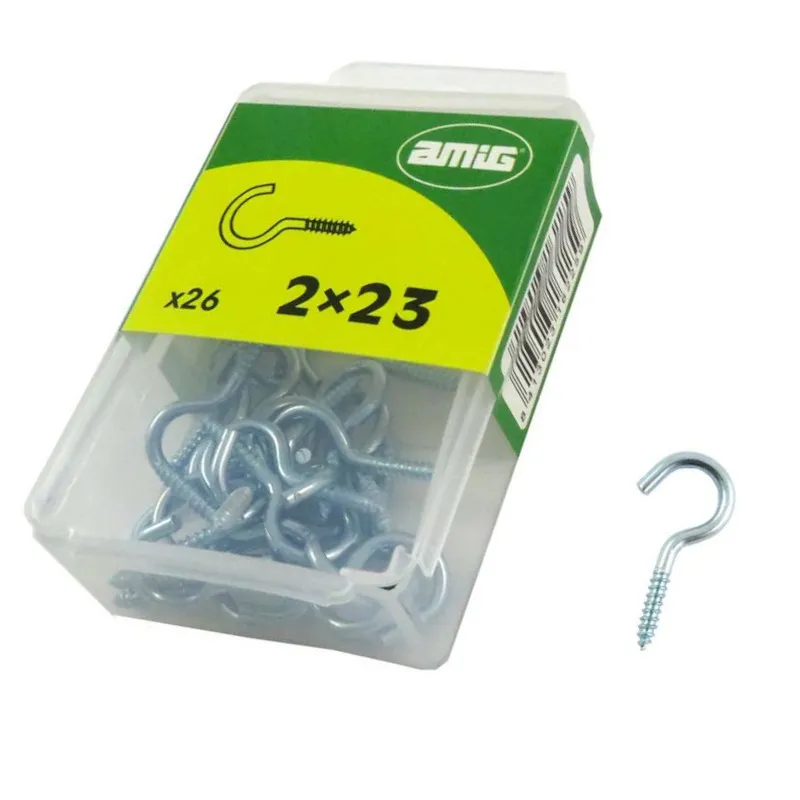 Hakczyki półpełne 2x23mm cynkowane półoczka wkręcane 26szt.