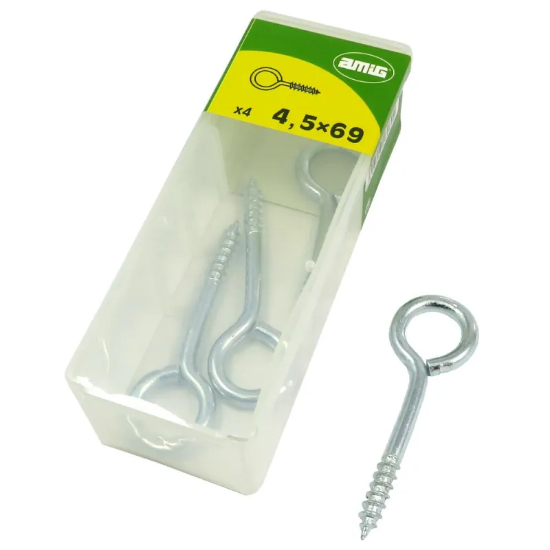 Haczyk wkręcany 4,5x69mm oczko 14mm cynkowany 4szt.