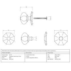 Gałka drzwiowa stała centralna Octagonal  85mm czarna