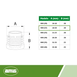 Nakładki meblowe zaślepki do nóg okrągłe fi. 22mm wpuszczane 25szt. mod. 660