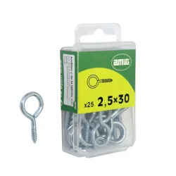 Haczyk wkręcany 2,5x30mm oczko 10mm cynkowany 25szt.