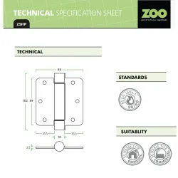 Zawias sprężynowy 89x89mm chromowany 2 ze sprężyną i 1 bez sprężyny