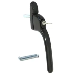 Klamka okienna z blokadą na kluczyk czarna CONN Esp 40