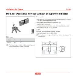 Wkładka drzwiowa 60mm 30/30 mosiądz zabierak 13mm do zamków OPERA DQ