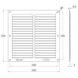 Kratka wentylacyjna 200x200mm srebrna mod.3 DIS