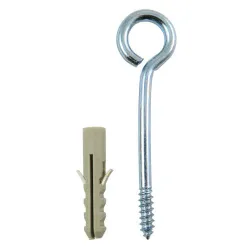 Haczyk wkręcany 3,3x64mm oczko 10mm cynkowany + kołek rozporowy 6x30 4szt.