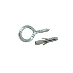 Haczyki oczkowe wkręcane 2,5x30mm oczko 10mm + kołki rozporowe 4x22 cynk 8szt.