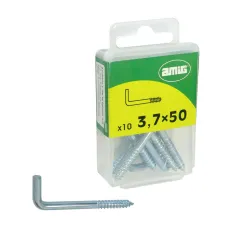 Haczyki wkręcane 3,7x50mm cynkowane hak prosty 10szt.