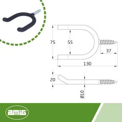 Hak wielofunkcyjny 130mm hak U ze śrubą wkręcany mod. 773