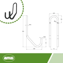 Hak garażowy podwójny 180mm czarny mod. 774